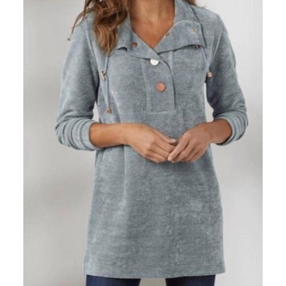 Soft Surroundings Tops - Soft Surroundings St Germaine Chenille Velour Tunic Gray Womens S Cozy Comfort